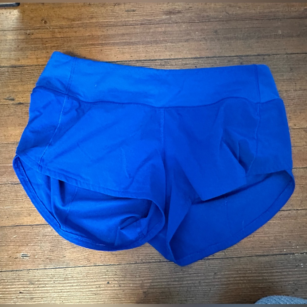 blue lulu lemon speed up shorts